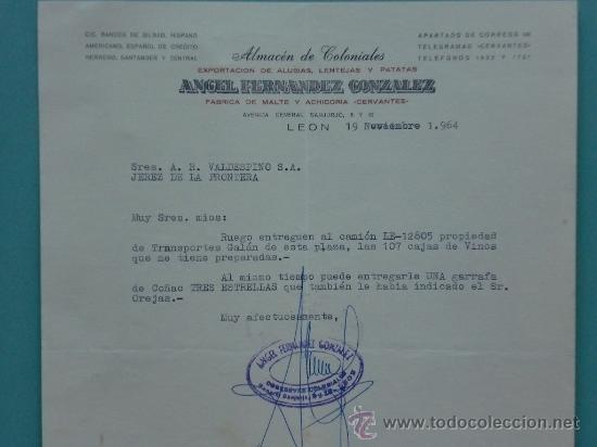 Gesch&auml;ftsbriefe: CARTA COMERCIAL. LEON. 1964. ANGEL FDEZ. GONZALEZ. ALMACEN DE COLONIALES. SRES. A. R. VALDESPINO.