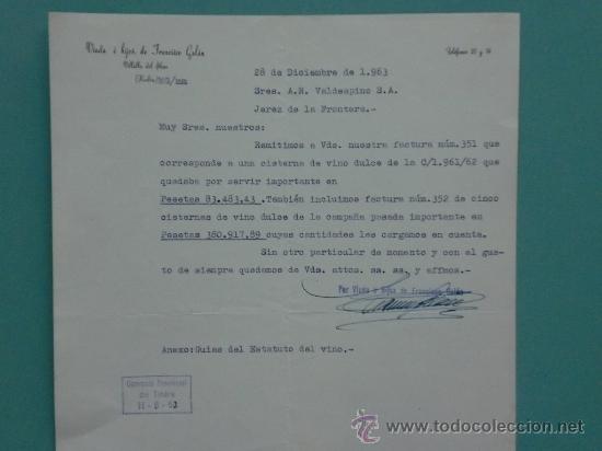 Gesch&auml;ftsbriefe: CARTA COMERCIAL. HUELVA.1963. VDA. E HIJOS DE FRANCISCO GALAN. PARA, SRES. A.R. VALDESPINO.