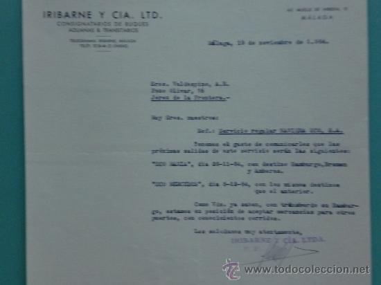 Gesch&auml;ftsbriefe: CARTA COMERCIAL. MALAGA. 1964. IRIBARTE Y CIA. LTD. CONSIGNATARIOS DE BUQUES. SRES. A. R. VALDESPINO