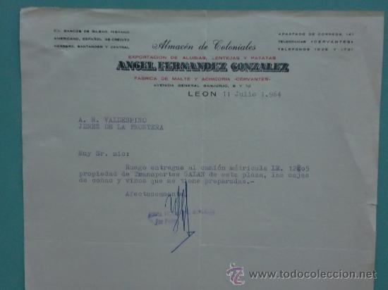 Gesch&auml;ftsbriefe: CARTA COMERCIAL. LEON. 1964. ANGEL FERNANDRZ GONZALEZ. ALMACEN DE COLONIALES. SRES. A. R. VALDESPINO