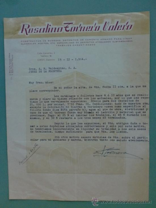 Lettres commerciales: CARTA COMERCIAL. CHESTE. VALENCIA. 1964. ROSALINO TORNERO VALERO. A. R. VALDESPINO.