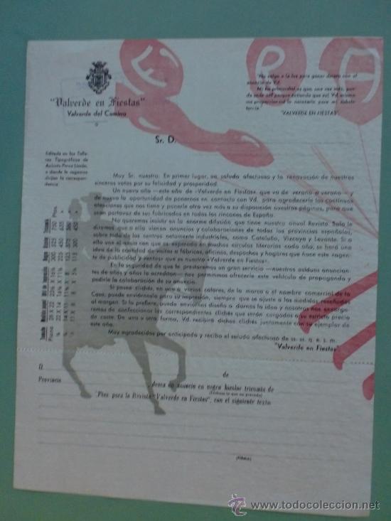 Cartas comerciales: CARTA COMERCIAL. VALVERDE DEL CAMINO. VALVERDE EN FIESTAS.
