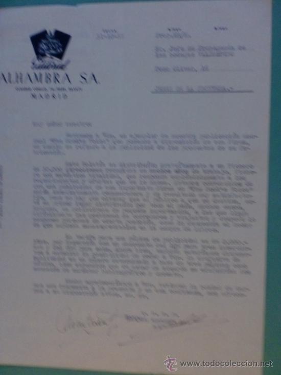Commercial Letters: CARTA COMERCIAL. MADRID. 1955. EDITORIAL ALHAMBRA S. A. SR. JEFE DE PROPAGANDA BODEGAS VALDESPINO.