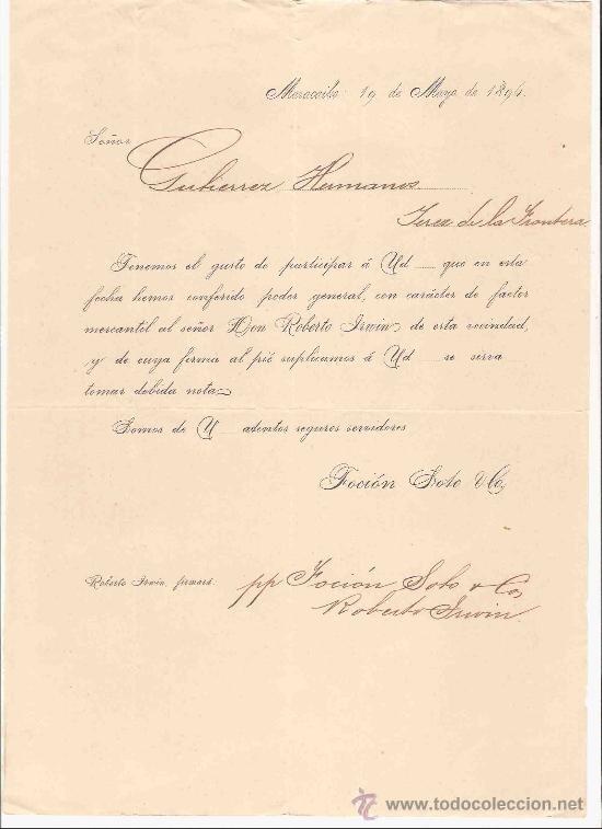 Cartas comerciales: VENEZUELA. MARACAIBO. CARTA. ROBERTO IRWIN. 1896.