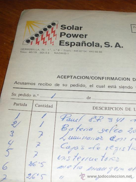 Gesch&auml;ftsbriefe: SOLAR POWER ESPA&Ntilde;OLA, MADRID.