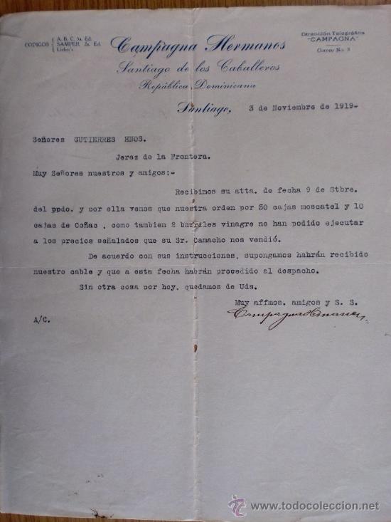 Lettres commerciales: CARTA COMERCIAL. SANTIAGO.REPUBLICA DOMINICANA 1914. ALEJANDRO SUERO BALBIN. COMERCIANTE BANQUERO