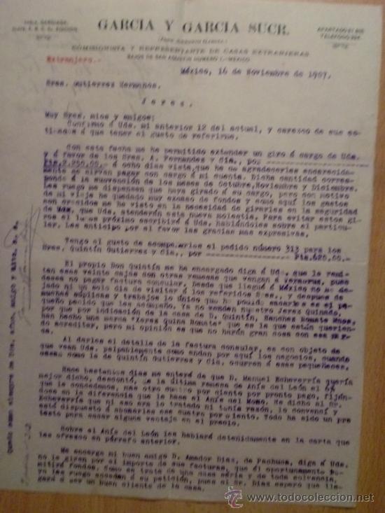 Lettres commerciales: CARTA COMERCIAL. VERACRUZ (MEXICO). NOVIEMBRE 1907. GOMEZ HERMANOS.