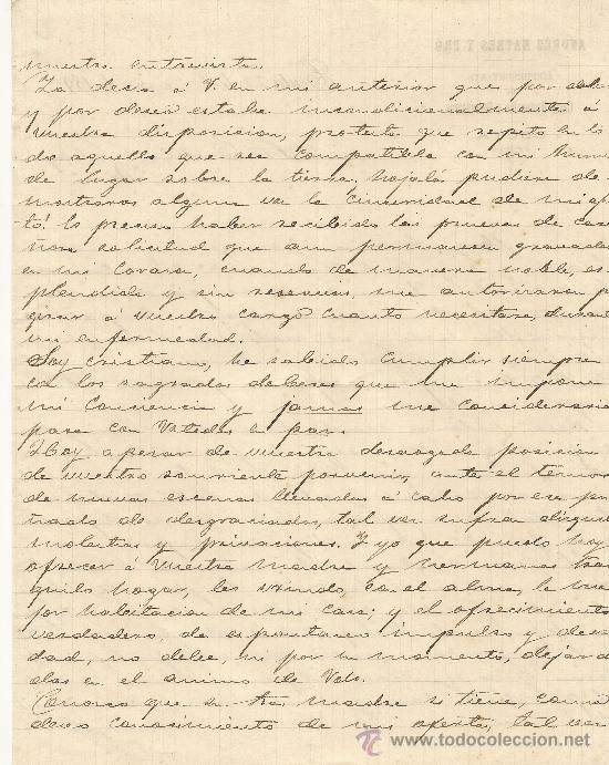 Commercial Letters: CEUTA 22 DE ENERO DE 1892 CARTA COMERCIAL ANDR&Eacute;S MATRES Y PR&Oacute;