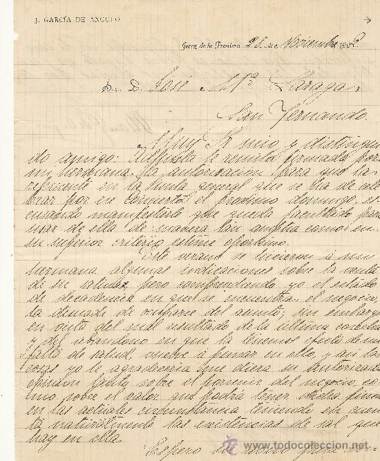 Gesch&auml;ftsbriefe: JEREZ DE LA FRONTERA 28 DE NOVIEMBRE DE 1902 CARTA COMERCIAL J. GARCIA DE ANGULO