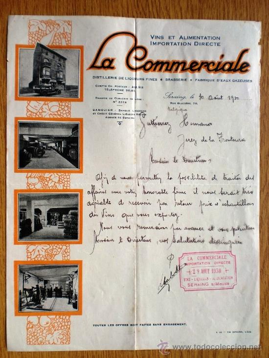 Commercial Letters: CARTA COMERCIAL. SERAING LE. BELGICA. AGOSTO 1900. LA COMERCIALE. IMPORTACION.