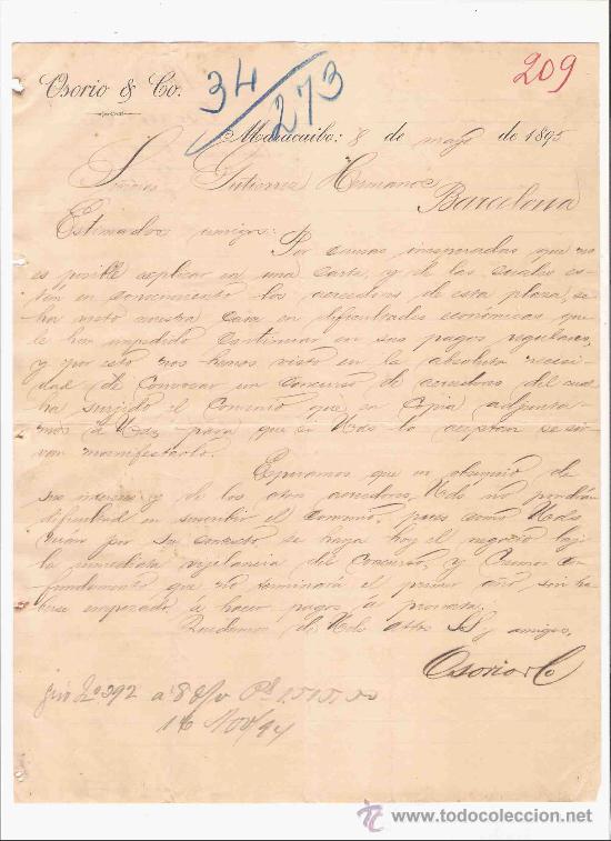 Gesch&auml;ftsbriefe: VENEZUELA. MARACAIBO. CARTA. OSORIO & CO. 1895.