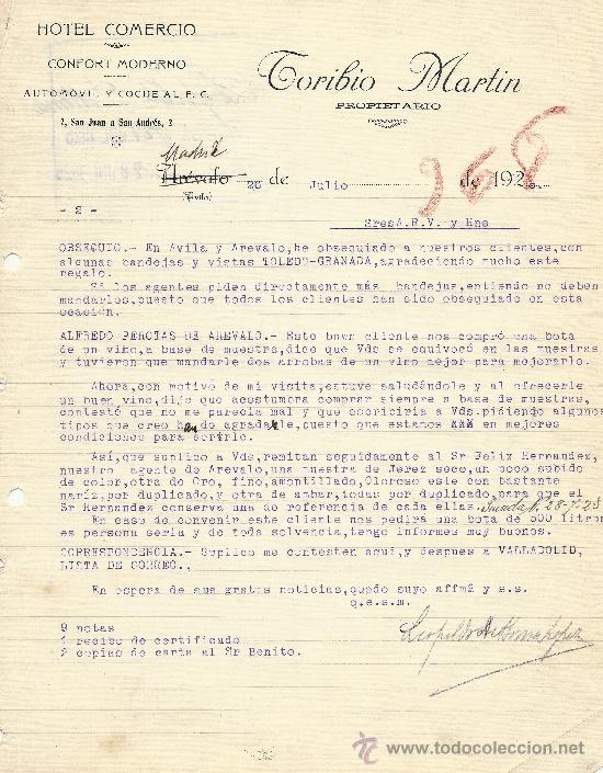 Gesch&auml;ftsbriefe: MADRID 26 DE JULIO DE 1925 CARTA COMERCIAL TORIBIO MARTIN PROPIETARIO