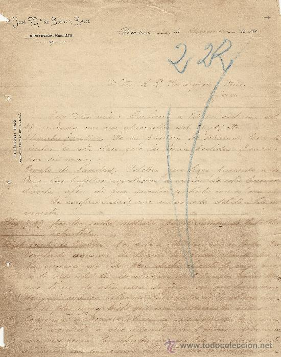 Gesch&auml;ftsbriefe: BARCELONA 30 DE DICIEMBRE DE 1905 CARTA COMERCIALES JOSE M&ordf; DE GIBERT Y SERRA