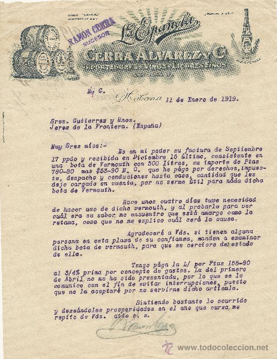 Gesch&auml;ftsbriefe: HABANA 11 DE ENERO DE 1919 CARTA COMERCIALES LA ESPA&Ntilde;OLA