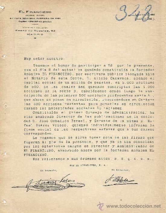 Gesch&auml;ftsbriefe: MADRID  CARTA COMERCIAL EL FINANCIERO