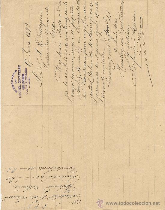 Gesch&auml;ftsbriefe: VALLADOLID 17 DE JUNIO DE 1892 CARTA COMERCIAL HEREDEROS DE MIGUEL MARTINEZ