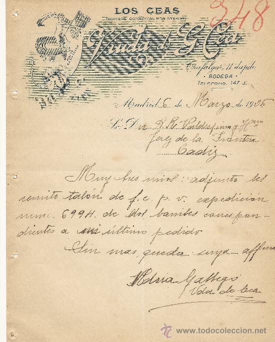 Commercial Letters: MADRID 6 DE MAYO DE 1926 CARTA COMERCIAL VIUDA DE G. CEA