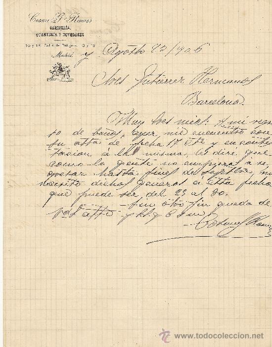 Commercial Letters: MADRID 21 DE AGOSTO DE 1906 CARTA COMERCIAL COSME G. RAMOS