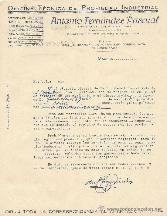 Gesch&auml;ftsbriefe: MADRID 1921  CARTA COMERCIAL ANTONIO FERNANDEZ PASCUAL