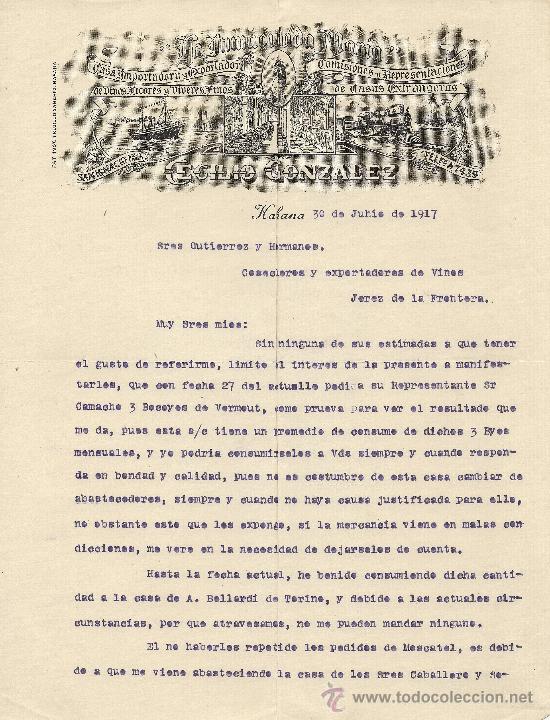 Cartas comerciales: HABANA 30 DE JUNIO DE 1917.CARTA COMERCIAL CECILIO GONZALEZ