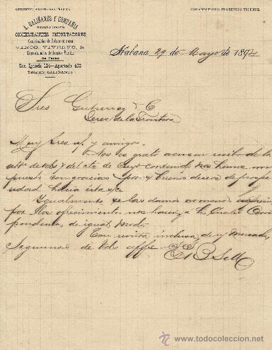 Cartas comerciales: HABANA 29 DE MAYO DE 1894.CARTA COMERCIAL A.GALI&Ntilde;ANES Y COMPA&Ntilde;IA
