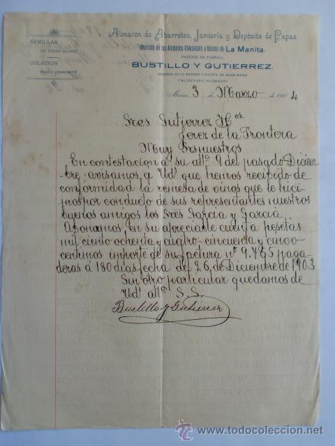 Cartas comerciales: CARTA COMERCIAL. MEXICO. MARZO 1904. BUSTILLO Y GURTIERREZ. ALMACEN DE ABARROTES.