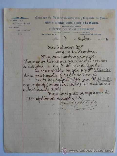 Cartas comerciales: CARTA COMERCIAL. MEXICO. SEPTIEMBRE 1904. BUSTILLO Y GURTIERREZ. ALMACEN DE ABARROTES.