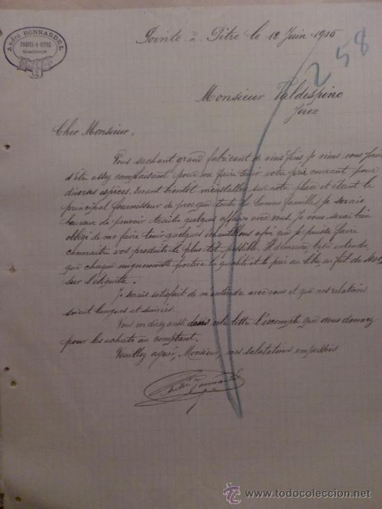 Gesch&auml;ftsbriefe: CARTA COMERCIAL. POINTE A PITRE. ISLA GUADALUPE. JUNIO 1905. ANDRE BONNARDEL.