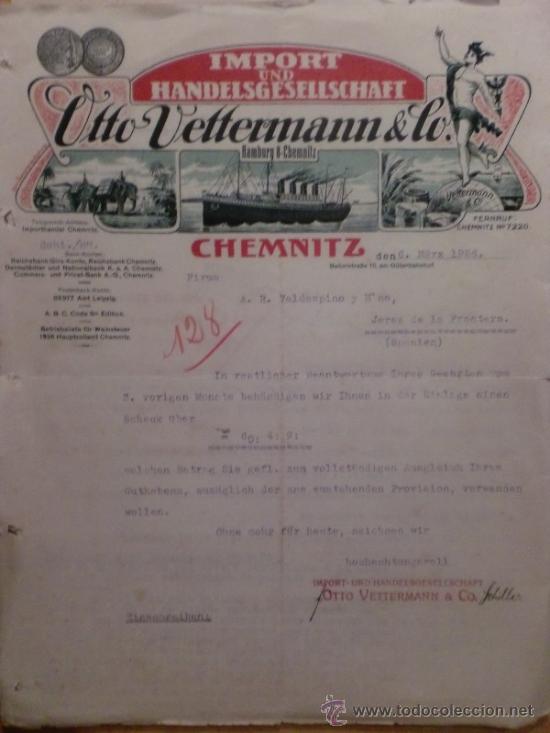 Lettres commerciales: CARTA COMERCIAL. CHEMNITZ. ALEMANIA. SEBRE1926.OTTO VETTERNANN & C&ordm;. IMPORT UND HANDELSGESELLSCHAH.