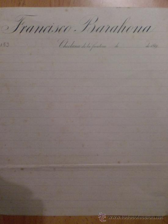 Lettres commerciales: CARTA COMERCIAL. CHICLANA DE LA FRONTERA. CADIZ. FRANCISCO BARAHONA.