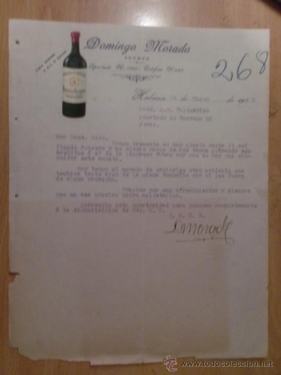 Lettres commerciales: CARTA COMERCIAL. HABANA. CUBA. MARZO 1922.DOMINGO MORADO. AGENTE.