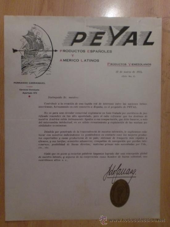 Lettres commerciales: CARTA COMERCIAL. CARACAS. VENEZUELA. MARZO 1934. FERNANDO CARRASQUEL. PEYAL .