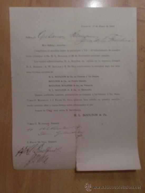 Lettres commerciales: CIRCULAR. CARACAS. VENEZUELA. ENERO 1892. H. L. BOULTON & CO.