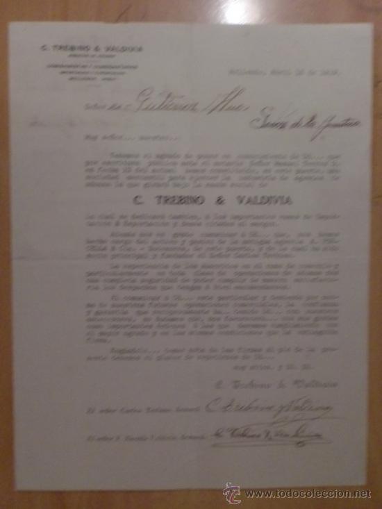 Lettres commerciales: CIRCULAR. MOLLENDO. PERU. ABRIL 1919. C. TREBINO & VALDIVIA.