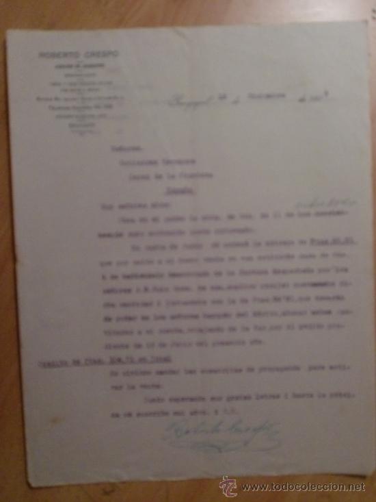 Lettere commerciali: CARTA COMERCIAL. GUAYAQUIL. ECUADOR. DICIEMBRE 1918. ROBERTO CRESPO. ALMACEN DE ABARROTES.