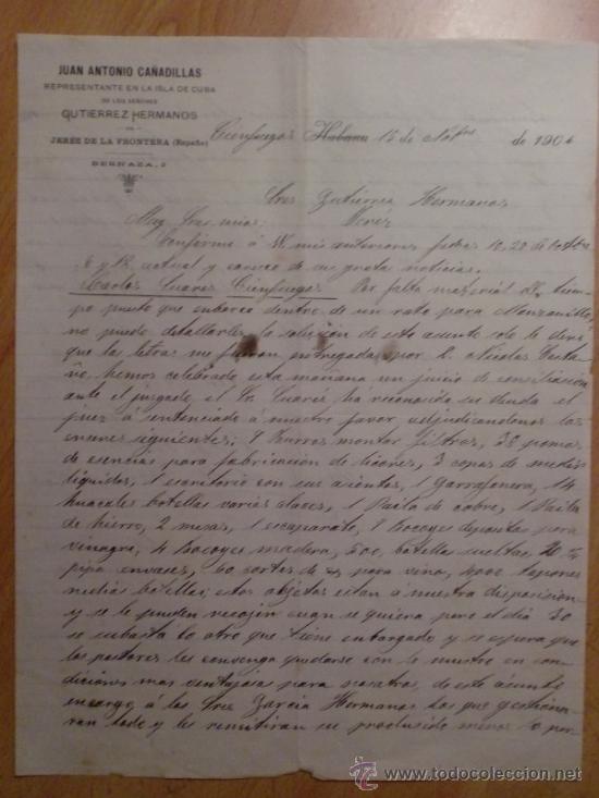 Gesch&auml;ftsbriefe: CARTA COMERCIAL. CIENFUEGOS. CUBA. NOVIEMBRE 1906. JUAN ANTONIO CA&Ntilde;ADILLAS.