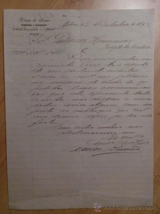 Lettres commerciales: CARTA COMERCIAL. PELOTAS. BRASIL. OCTUBRE 1893. XAVIER Y IRMAO. COMISIONES Y CONSIGNACIONES.