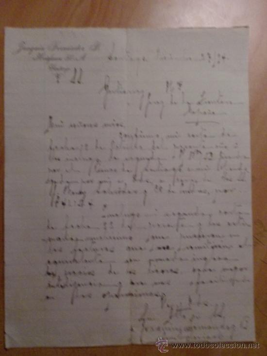 Lettres commerciales: CARTA COMERCIAL. SANTIAGO. DICIEMBRE 1894. JOAQUIN FERNANDEZ B.
