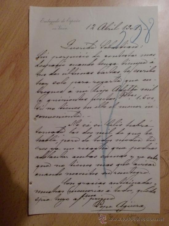 Lettres commerciales: CARTA COMERCIAL. VIENA. AUSTRIA. ABRIL 1901. EMBAJADA DE ESPA&Ntilde;A EN VIENA