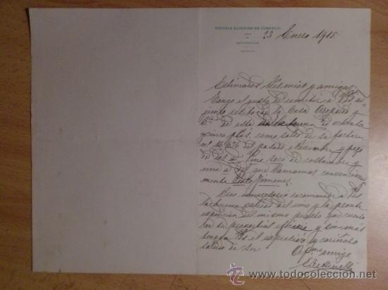Commercial Letters: CARTA COMERCIAL. CADIZ. ESPA&Ntilde;A. ENERO 1915.ESCUELA SUPERIOR DE COMERCIO, CADIZ. CATEDRATICOS..