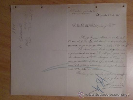Commercial Letters: CARTA COMERCIAL. JAEN. ESPA&Ntilde;A. OCTUBRE 1901. EL SECRETARIO PARTICULAR DEL GOBERNADOR CIVIL DE JAEN.