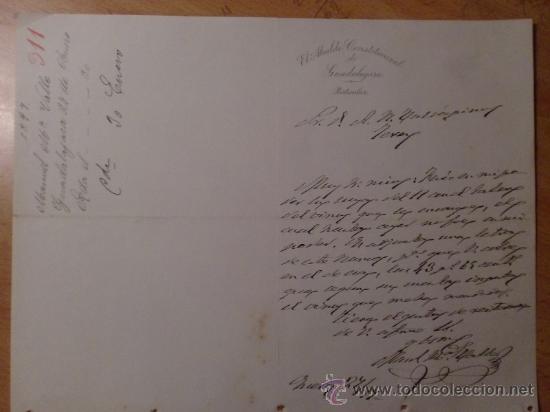 Commercial Letters: CARTA COMERCIAL. GUADALAJARA. ESPA&Ntilde;A. ENERERO 1897. EL ALCALDE DE GUADALAJARA. PARTICULAR.