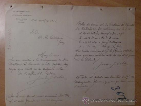 Commercial Letters: CARTA COMERCIAL. VALLADOLID. ESPA&Ntilde;A. NOVIEMBRE 1913. EL REPRESENTANTE DE ARRIENDO DE CONSUMOS.