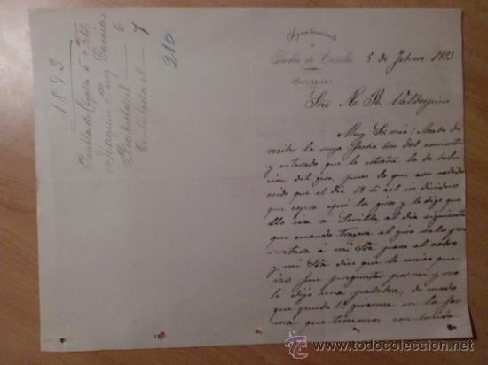 Lettres commerciales: CARTA COMERCIAL. PUEBLA DE CAZALLA. SEVILLA. ESPA&Ntilde;A. FEBRERO 1893. AYUNTAMIENTO DE PUEBLA DE CAZALLA