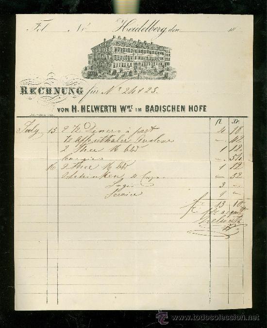 Cartas comerciales: ALEMANIA. HOTEL VON H. HELWERTH WWE. IM BADISCHEN HOFE