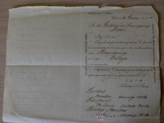 Cartas comerciales: CARTA COMERCIAL. ESPA&Ntilde;A. CADIZ. ENERO 1894. SEBASTIAN A. GOMEZ. AGENTE.