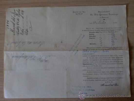 Cartas comerciales: CARTA COMERCIAL. ESPA&Ntilde;A. CADIZ. JULIO 1895. MANUEL DEL RIO. REPRESENTANTE DE D. GERMAN DOMINGO.
