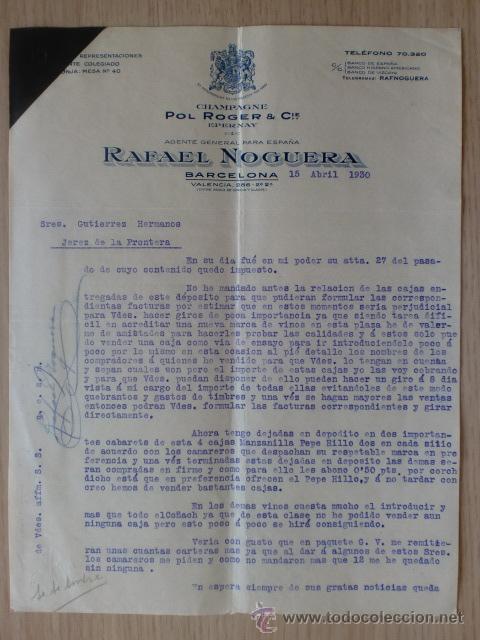 Cartas comerciales: CARTA COMERCIAL. BARCELONA. ABRIL 1930. RAFAEL NOGUERA. AGENTE COMERCIAL.