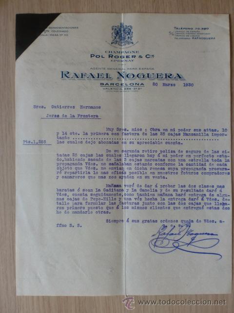 Cartas comerciales: CARTA COMERCIAL. BARCELONA. MARZO 1930. RAFAEL NOGUERA. AGENTE COMERCIAL.