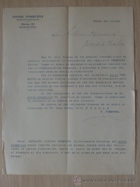Cartas comerciales: CARTA COMERCIAL. BARCELONA. 1917. DANIEL FOMBUENA. PRODUCTOS ENOLOGICOS.